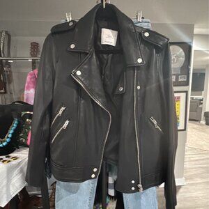 Black Leather Motorcycle Style Jacket